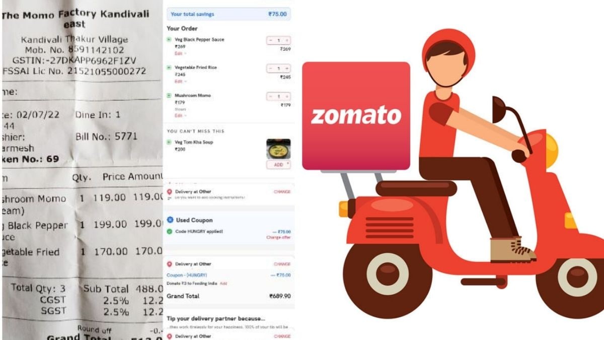 Zomato and restaurant food bill